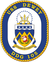 U.S. Navy USS Dewey (DDG 105), destroyer emblem (crest) - vector image