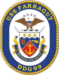 Vector clipart: U.S. Navy USS Farragut (DDG 99), destroyer emblem (crest)