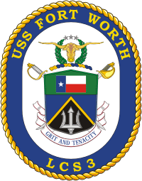 U.S. Navy USS Fort Worth (LCS 3), littoral combat ship emblem (crest) - vector image