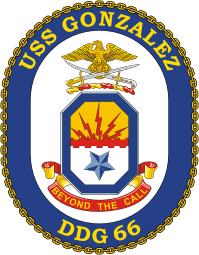U.S. Navy USS Gonzalez (DDG 66), destroyer emblem (crest) - vector image