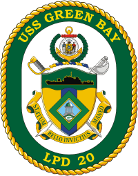 U.S. Navy USS Green Bay (LPD 20), amphibious transport dock emblem (crest) - vector image