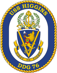 U.S. Navy USS Higgins (DDG 76), destroyer emblem (crest) - vector image