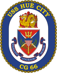 U.S. Navy USS Hué City (CG 66), cruiser emblem (crest) - vector image