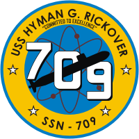 Военно-морские силы США, эмблема подводной лодки «Хайман Риковер» (SSN-709) - векторное изображение