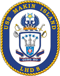 U.S. Navy USS Makin Island (LHD-8),  amphibious assault ship emblem (crest) - vector image