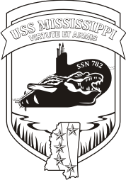 U.S. Navy USS Mississippi (SSN-782), submarine emblem (b/w)