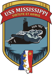 ВМС США, эмблема подводной лодки «Миссиссиппи» (SSN-782) - векторное изображение