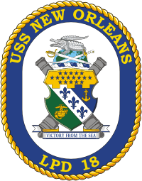 Vector clipart: U.S. Navy USS New Orleans (LPD 18), amphibious transport dock emblem (crest)