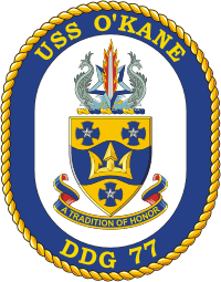 Vector clipart: U.S. Navy USS O'Kane (DDG 77), destroyer emblem (crest)