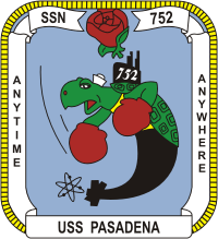 U.S. Navy USS Pasadena (SSN-752), submarine emblem - vector image