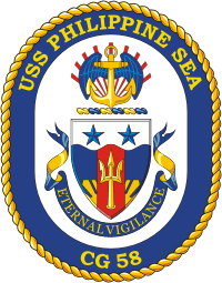 Военно-морские силы США, эмблема ракетного крейсера «Филиппин Си» (CG-58) - векторное изображение
