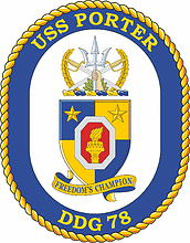 Vector clipart: U.S. Navy USS Porter (DDG 78), destroyer emblem (crest)
