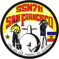 Векторный клипарт: Военно-морские силы США, эмблема подводной лодки «Сан-Франциско» (SSN-711)