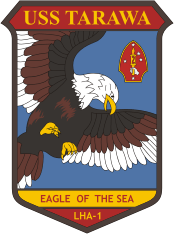 Векторный клипарт: Военно-морские силы США, эмблема универсального десантного корабля «Тарава» (LHA-1)