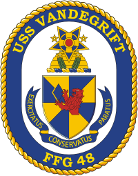 Vector clipart: U.S. Navy USS Vandegrift (FFG-48), frigate emblem (crest)