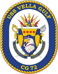 Векторный клипарт: Военно-морские силы США, эмблема ракетного крейсера «Велла-Галф» (CG-72)