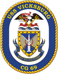 U.S. Navy USS Vicksburg (CG 69), cruiser emblem (crest) - vector image