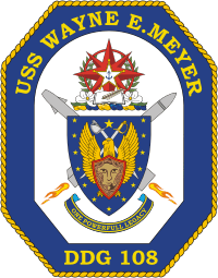 U.S. Navy USS Wayne E. Meyer (DDG 108), destroyer emblem (crest) - vector image