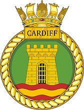 British Navy HMS Cardiff (D108), destroyer emblem (crest) - vector image