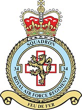 British 34th Squadron RAF Regiment, badge - vector image