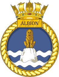 British Navy HMS Albion (L14), landing platform dock emblem (crest)