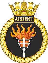 British Navy HMS Ardent (F184), badge (crest)