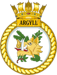 British Navy HMS Argyll (F231), frigate emblem (crest)