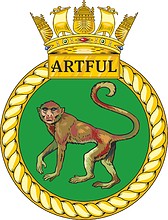 British Navy HMS Artful (S121), emblem (crest) - vector image