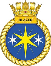 British Navy HMS Blazer (P279), emblem (crest) - vector image