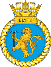 British Navy HMS Blyth (M111), mine countermeasures vessel emblem (crest)