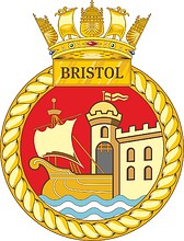 Векторный клипарт: ВМС Великобритании, эмблема корабля Бристоль (D23), эмблема