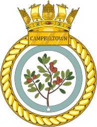 British Navy HMS Campbeltown (F86), frigate emblem (crest) - vector image