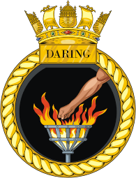 British Navy HMS Daring (D32), destroyer emblem (crest)