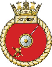 British Navy HMS HMS Defender (D36), emblem - vector image