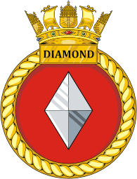 British Navy HMS Diamond (D34), destroyer emblem (crest)