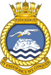 British Navy HMS Endurance (A171), Antarctic patrol ship emblem (crest) - vector image