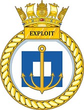 British Navy HMS Exploit (P167), emblem (crest) - vector image