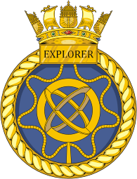 British Navy HMS Explorer (P164), fast patrol boat emblem (crest)