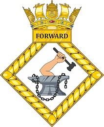 British Navy HMS Forward, badge (crest) - vector image