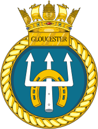 British Navy HMS Gloucester (D96), destroyer emblem (crest)