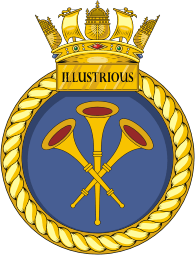 British Navy HMS Illustrious (R06), aircraft carrier emblem (crest)