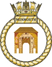 British Navy HMS Monmouth (F235), frigate emblem (crest, #2) - vector image