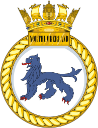 British Navy HMS Northumberland (F238), frigate emblem (crest)