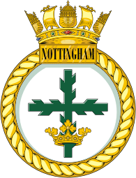 British Navy HMS Nottingham (D91), destroyer emblem (crest)