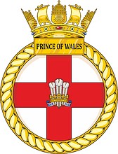 British Navy HMS Prince of Wales (R09), aircraft carrier crest - vector image