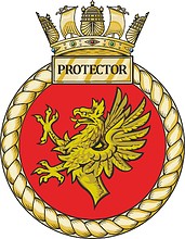 British Navy HMS Protector (A173), emblem - vector image