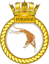 British Navy HMS Pursuer (P273), fast patrol boat emblem (crest)