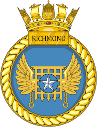 British Navy HMS Richmond (F239), frigate emblem (crest) - vector image