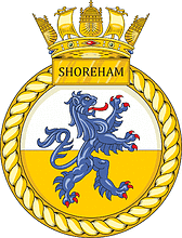 British Navy HMS Shoreham (M112), mine countermeasures vessel emblem (crest)