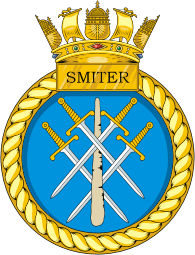 British Navy HMS Smiter (P272), fast patrol boat emblem (crest)